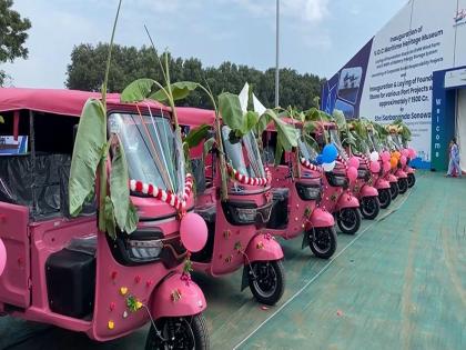 Union Minister Sarbananda Sonowal flags off electric pink autos for fisherwomen's economic upliftment | Union Minister Sarbananda Sonowal flags off electric pink autos for fisherwomen's economic upliftment Union Minister Sarbananda Sonowal flags off electric pink autos for fisherwomen's economic upliftment | Union Minister Sarbananda Sonowal flags off electric pink autos for fisherwomen's economic upliftment
