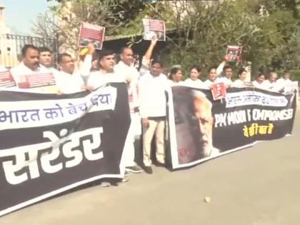 Congress MLAs protest outside Rajasthan assembly against PM Modi over India-US trade deal | Congress MLAs protest outside Rajasthan assembly against PM Modi over India-US trade deal Congress MLAs protest outside Rajasthan assembly against PM Modi over India-US trade deal | Congress MLAs protest outside Rajasthan assembly against PM Modi over India-US trade deal