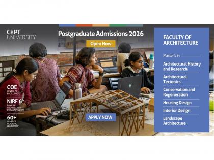 CEPT University Invites Applications for Postgraduate Programs in the Faculty of Architecture | CEPT University Invites Applications for Postgraduate Programs in the Faculty of Architecture CEPT University Invites Applications for Postgraduate Programs in the Faculty of Architecture | CEPT University Invites Applications for Postgraduate Programs in the Faculty of Architecture