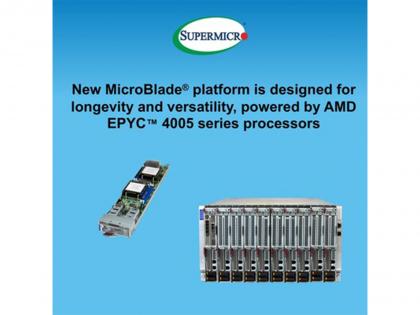 Supermicro Introduces Industry's Highest Density AMD EPYC™ 4005 Series MicroBlade® for Cloud, Edge, and SaaS Workloads | Supermicro Introduces Industry's Highest Density AMD EPYC™ 4005 Series MicroBlade® for Cloud, Edge, and SaaS Workloads Supermicro Introduces Industry's Highest Density AMD EPYC™ 4005 Series MicroBlade® for Cloud, Edge, and SaaS Workloads | Supermicro Introduces Industry's Highest Density AMD EPYC™ 4005 Series MicroBlade® for Cloud, Edge, and SaaS Workloads