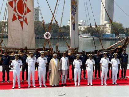 INSV Kaundinya flagged into Mumbai after maiden Oman voyage | INSV Kaundinya flagged into Mumbai after maiden Oman voyage INSV Kaundinya flagged into Mumbai after maiden Oman voyage | INSV Kaundinya flagged into Mumbai after maiden Oman voyage