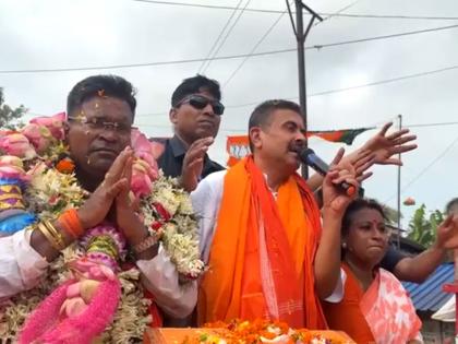 Pushpa said "jhukenge nahi" to "I am leaving": Suvendu Adhikari mocks TMC's Jahangir Khan for withdrawing from Falta repoll | Pushpa said "jhukenge nahi" to "I am leaving": Suvendu Adhikari mocks TMC's Jahangir Khan for withdrawing from Falta repoll Pushpa said "jhukenge nahi" to "I am leaving": Suvendu Adhikari mocks TMC's Jahangir Khan for withdrawing from Falta repoll | Pushpa said "jhukenge nahi" to "I am leaving": Suvendu Adhikari mocks TMC's Jahangir Khan for withdrawing from Falta repoll