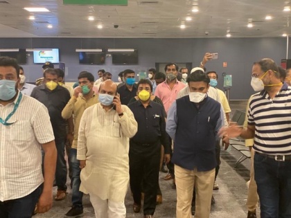 Karnataka Ministers inspect screening facility at airport as stranded residents set to arrive home | Karnataka Ministers inspect screening facility at airport as stranded residents set to arrive home