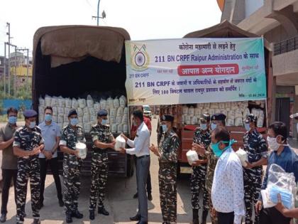 CRPF donates 100 quintal rice to district administration | CRPF donates 100 quintal rice to district administration