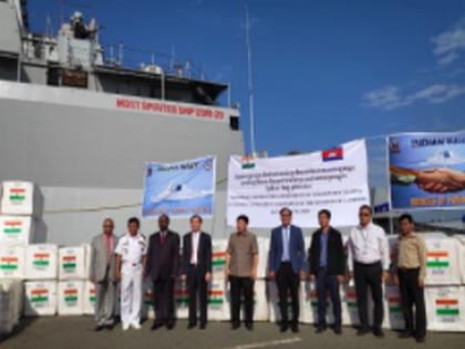 Mission Sagar-III: Indian Navy delivers 15 tonnes of aid to Cambodia for flood relief | Mission Sagar-III: Indian Navy delivers 15 tonnes of aid to Cambodia for flood relief