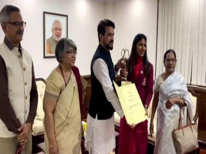 Olympian fencer CA Bhavani Devi conferred with Arjuna Award by Anurag Thakur in a special event | Olympian fencer CA Bhavani Devi conferred with Arjuna Award by Anurag Thakur in a special event