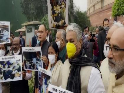 BJP MPs protest at Parliament over 'unruly' Opposition behaviour | BJP MPs protest at Parliament over 'unruly' Opposition behaviour