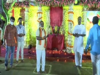 Telangana Bajrang Dal celebrates stone-laying ceremony of Ram Temple | Telangana Bajrang Dal celebrates stone-laying ceremony of Ram Temple