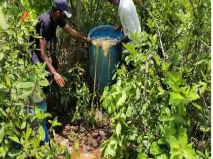 Police destroys 1,500 liters of jaggery wash in Andhra Pradesh's Krishna district | Police destroys 1,500 liters of jaggery wash in Andhra Pradesh's Krishna district