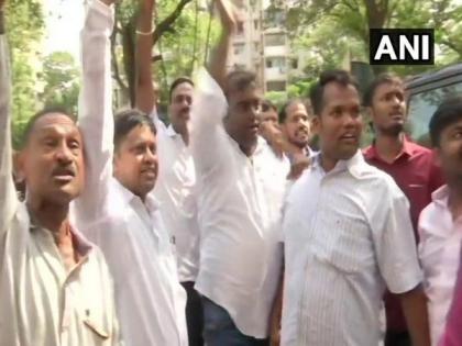NCP workers raise slogans against Ajit Pawar at YB Chavan centre | NCP workers raise slogans against Ajit Pawar at YB Chavan centre NCP workers raise slogans against Ajit Pawar at YB Chavan centre | NCP workers raise slogans against Ajit Pawar at YB Chavan centre