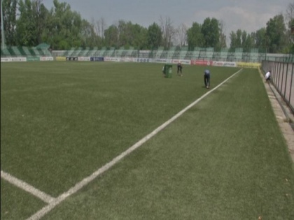Restoration work begins at Srinagar's Synthetic Football Turf | Restoration work begins at Srinagar's Synthetic Football Turf