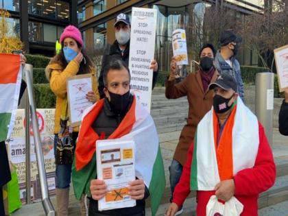 London: Protest outside Amazon office for selling products with Hindu symbols | London: Protest outside Amazon office for selling products with Hindu symbols London: Protest outside Amazon office for selling products with Hindu symbols | London: Protest outside Amazon office for selling products with Hindu symbols