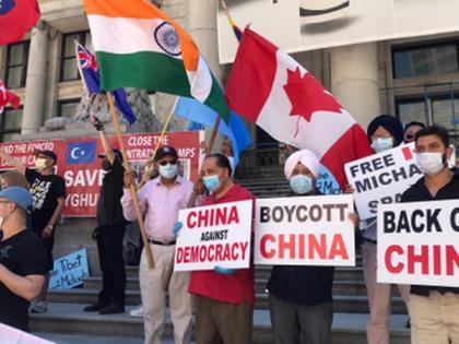 Tibetans, Indian origin people stage protest against Beijing near Chinese Consulate in Vancouver | Tibetans, Indian origin people stage protest against Beijing near Chinese Consulate in Vancouver