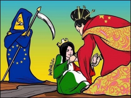 Amid Covid-19 epidemic a political cartoon depicting China-Italy-EU relationship is instant hit | Amid Covid-19 epidemic a political cartoon depicting China-Italy-EU relationship is instant hit