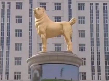Turkmenistan President unveils 6-m-tall golden statue of his 'favorite dog' | Turkmenistan President unveils 6-m-tall golden statue of his 'favorite dog'