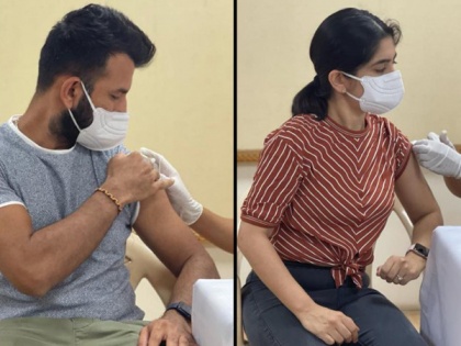 Pujara and wife Puja receive first dose of Covid-19 vaccine | Pujara and wife Puja receive first dose of Covid-19 vaccine