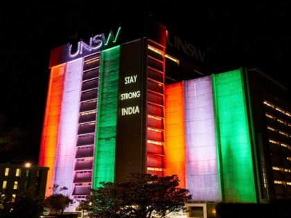 Sydney: University of New South Wales' library illuminated with tricolour to show solidarity with India's fight against Covid-19 | Sydney: University of New South Wales' library illuminated with tricolour to show solidarity with India's fight against Covid-19