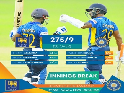 SL vs Ind, 2nd ODI: Chamika Karunaratne, Asalanka fire hosts to 275/9 | SL vs Ind, 2nd ODI: Chamika Karunaratne, Asalanka fire hosts to 275/9