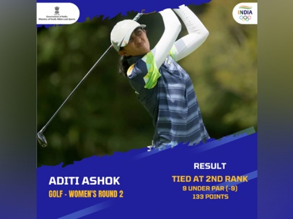 Tokyo Olympics: Golfer Aditi Ashok tied on 2nd after two rounds, in contention for podium finish | Tokyo Olympics: Golfer Aditi Ashok tied on 2nd after two rounds, in contention for podium finish