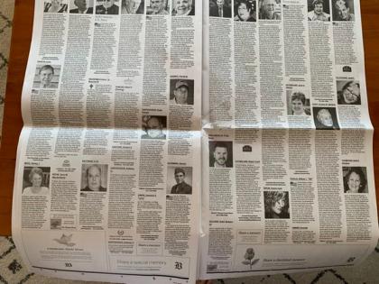 Boston Globe gives 16-page to COVID-19 deaths in US | Boston Globe gives 16-page to COVID-19 deaths in US