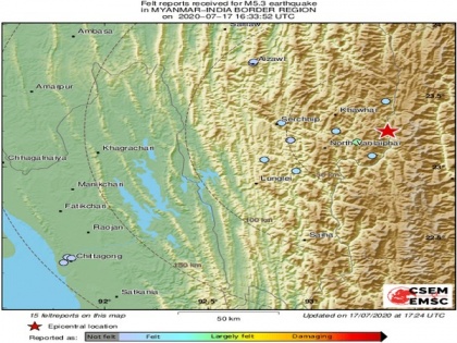 5.3 magnitude earthquake hits Myanmar-India border | 5.3 magnitude earthquake hits Myanmar-India border