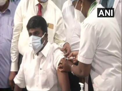 TN Health Minister administered Covaxin shot | TN Health Minister administered Covaxin shot