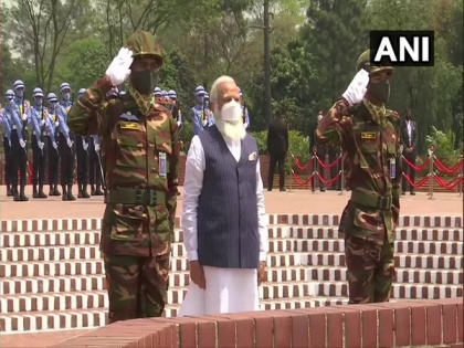PM Modi visits Bangladesh's National Martyrs' Memorial, lays wreath to honour fallen freedom fighters | PM Modi visits Bangladesh's National Martyrs' Memorial, lays wreath to honour fallen freedom fighters