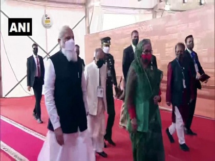 PM Modi, Hasina arrive at National Parade Ground in Dhaka | PM Modi, Hasina arrive at National Parade Ground in Dhaka