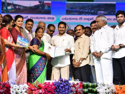Amid protest, Jagan lays foundation stone for houses in Amaravati | Amid protest, Jagan lays foundation stone for houses in Amaravati