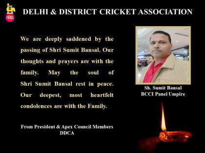 Delhi-based umpire Sumit Bansal passes away at 46 | Delhi-based umpire Sumit Bansal passes away at 46