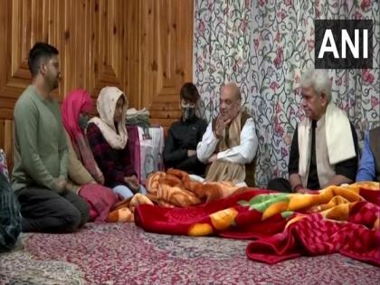 J-K: Amit Shah visits residence of policeman killed by terrorists last month | J-K: Amit Shah visits residence of policeman killed by terrorists last month