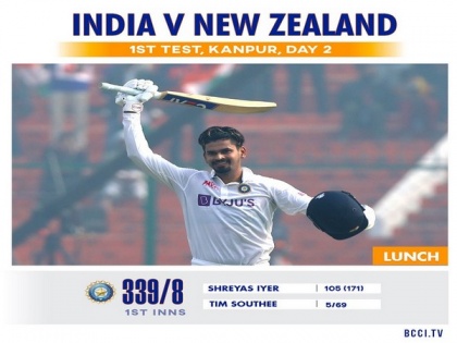 Ind vs NZ, 1st Test: Shreyas hits maiden ton as India add 81 runs in first session (Lunch, Day 2) | Ind vs NZ, 1st Test: Shreyas hits maiden ton as India add 81 runs in first session (Lunch, Day 2)