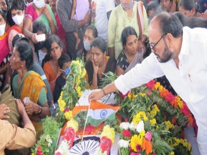 Chopper crash: Lance Naik B Sai Teja laid to rest with military honours in Chittoor | Chopper crash: Lance Naik B Sai Teja laid to rest with military honours in Chittoor