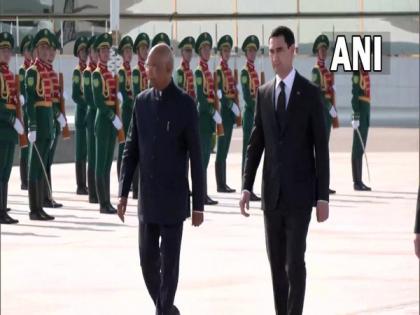 President Kovind lands in Turkmenistan, receives guard of honour on arrival | President Kovind lands in Turkmenistan, receives guard of honour on arrival