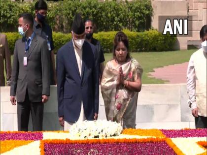 Nepal PM pays tribute to Mahatma Gandhi at Raj Ghat | Nepal PM pays tribute to Mahatma Gandhi at Raj Ghat
