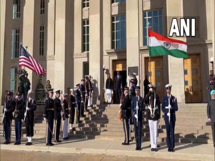 India-US 2+ 2 Dialogue: Defence Minister Rajnath Singh receives Guard of Honour at Pentagon | India-US 2+ 2 Dialogue: Defence Minister Rajnath Singh receives Guard of Honour at Pentagon