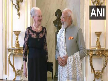 PM Modi meets Queen of Denmark Margrethe II at her palace | PM Modi meets Queen of Denmark Margrethe II at her palace