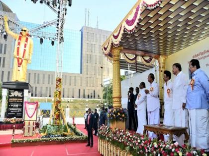 Vice President unveils statue of former Tamil Nadu CM Karunanidhi, calls leader 'visionary' | Vice President unveils statue of former Tamil Nadu CM Karunanidhi, calls leader 'visionary'