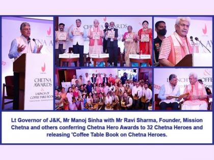 J-K Lt Governor conferred awards to Chetna Heroes and launched 'Coffee Table Book' on their accomplishments in spreading goodness in society organised by Mission Chetna | J-K Lt Governor conferred awards to Chetna Heroes and launched 'Coffee Table Book' on their accomplishments in spreading goodness in society organised by Mission Chetna J-K Lt Governor conferred awards to Chetna Heroes and launched 'Coffee Table Book' on their accomplishments in spreading goodness in society organised by Mission Chetna | J-K Lt Governor conferred awards to Chetna Heroes and launched 'Coffee Table Book' on their accomplishments in spreading goodness in society organised by Mission Chetna