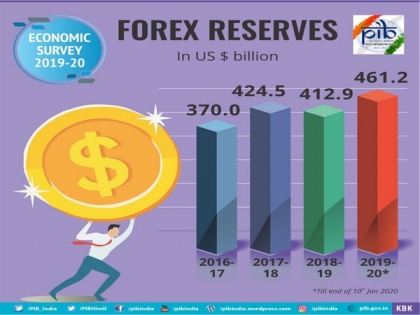 India's foreign reserves pegged at USD 461.2 billion | India's foreign reserves pegged at USD 461.2 billion