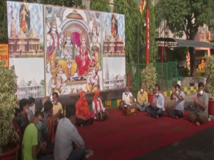 Ghaziabad: People sing 'bhajans' ahead of Ram Temple's foundation stone-laying ceremony | Ghaziabad: People sing 'bhajans' ahead of Ram Temple's foundation stone-laying ceremony