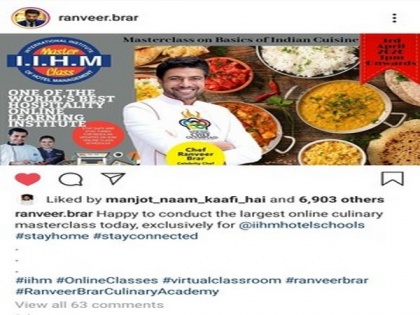 Chef Ranveer Brar conducts largest online culinary masterclass exclusively for IIHM students before e-Chat exam | Chef Ranveer Brar conducts largest online culinary masterclass exclusively for IIHM students before e-Chat exam