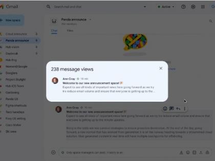 Google Chat to show view counts for messages in spaces | Google Chat to show view counts for messages in spaces Google Chat to show view counts for messages in spaces | Google Chat to show view counts for messages in spaces