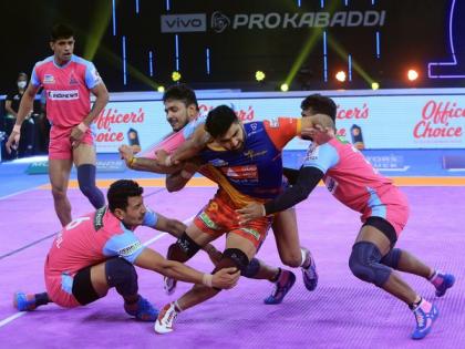 UP Yoddha soar to fourth with thrilling 41-34 win over Jaipur Pink Panthers | UP Yoddha soar to fourth with thrilling 41-34 win over Jaipur Pink Panthers