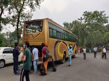 Jamia students from J-K leave for home in special bus | Jamia students from J-K leave for home in special bus Jamia students from J-K leave for home in special bus | Jamia students from J-K leave for home in special bus