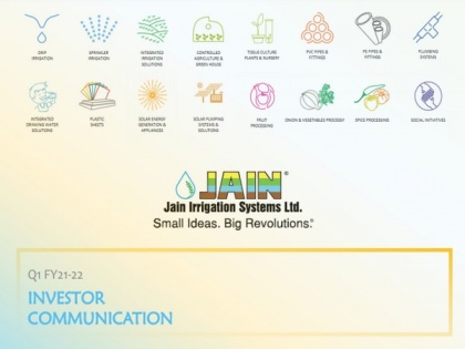 Jain Irrigation Q1 PAT at Rs 13 crore, revenue up 33 pc | Jain Irrigation Q1 PAT at Rs 13 crore, revenue up 33 pc