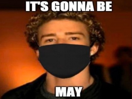 Justin Timberlake's 'It's Gonna Be May' meme gets mask reference | Justin Timberlake's 'It's Gonna Be May' meme gets mask reference