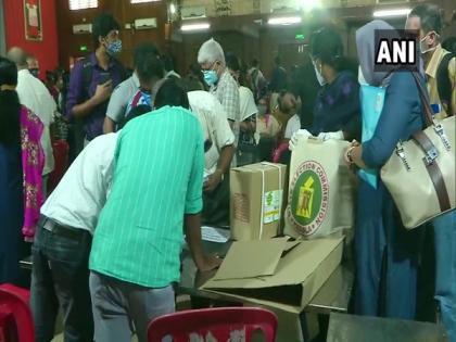 Polling material distributed to election officials in Kochi ahead of the second phase of local polls | Polling material distributed to election officials in Kochi ahead of the second phase of local polls