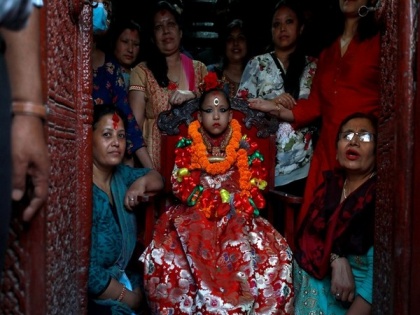 Young girls worshipped in Nepal during traditional 'Kumari Puja' celebrations | Young girls worshipped in Nepal during traditional 'Kumari Puja' celebrations