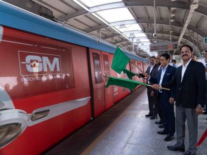 GM Modular's red train at Hyderabad metro gets all the attention | GM Modular's red train at Hyderabad metro gets all the attention